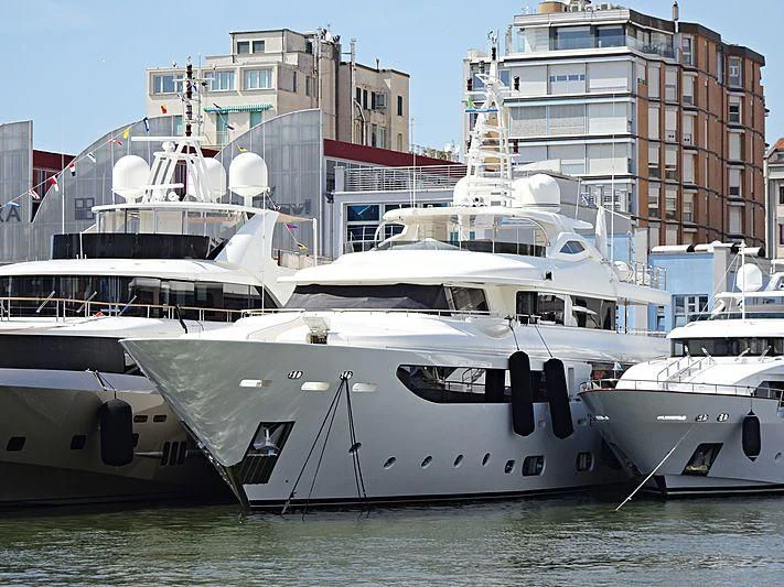 several boats in a harbor aboard PALATIAL Yacht for Sale