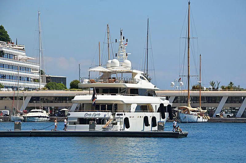 a boat in the water aboard PALATIAL Yacht for Sale