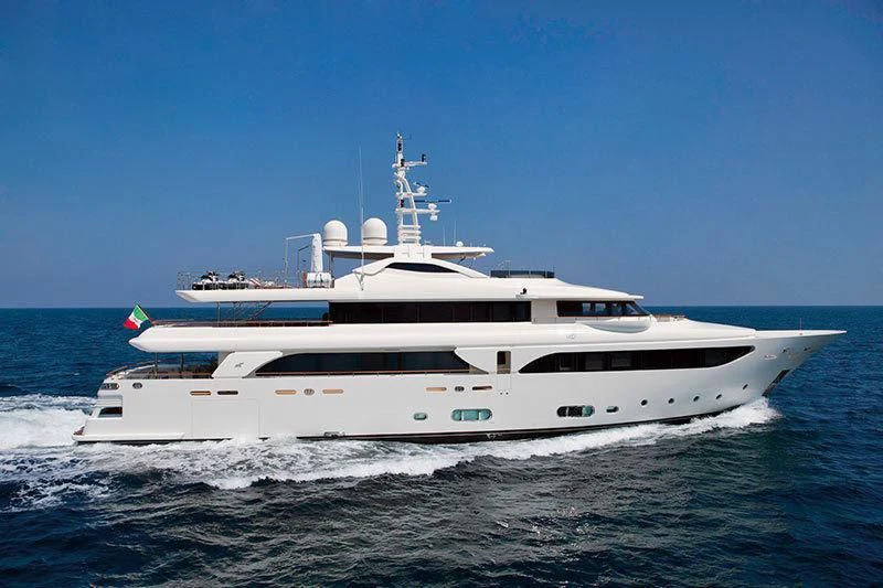 a white yacht in the water aboard PALATIAL Yacht for Sale