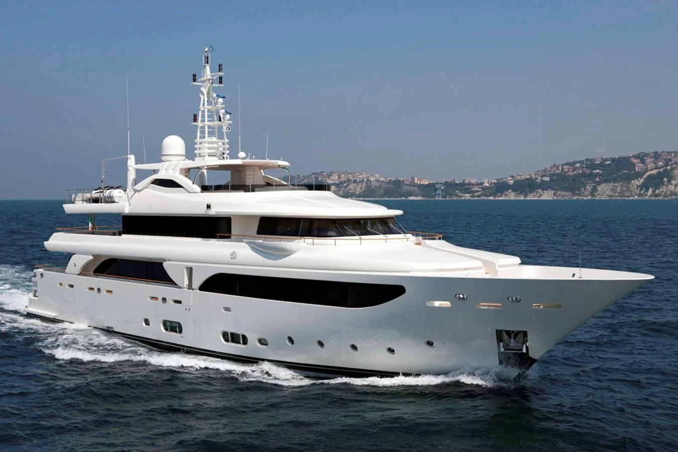 a white yacht on the water aboard PALATIAL Yacht for Sale