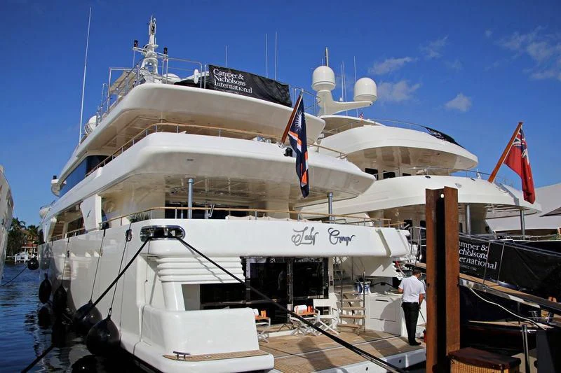 a large white ship aboard PALATIAL Yacht for Sale