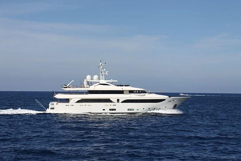 a white yacht in the water aboard PALATIAL Yacht for Sale