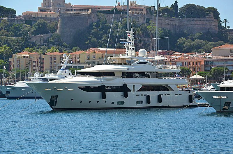 a white boat in the water aboard PALATIAL Yacht for Sale