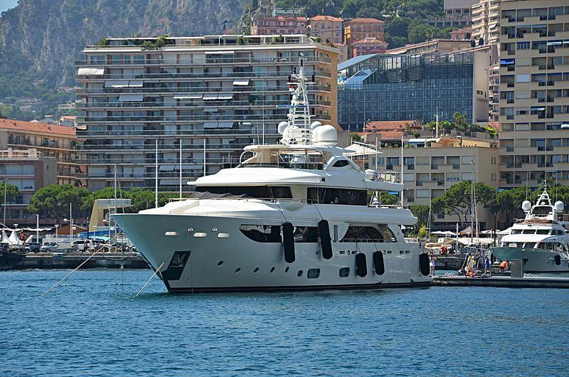 a large white boat in the water aboard PALATIAL Yacht for Sale