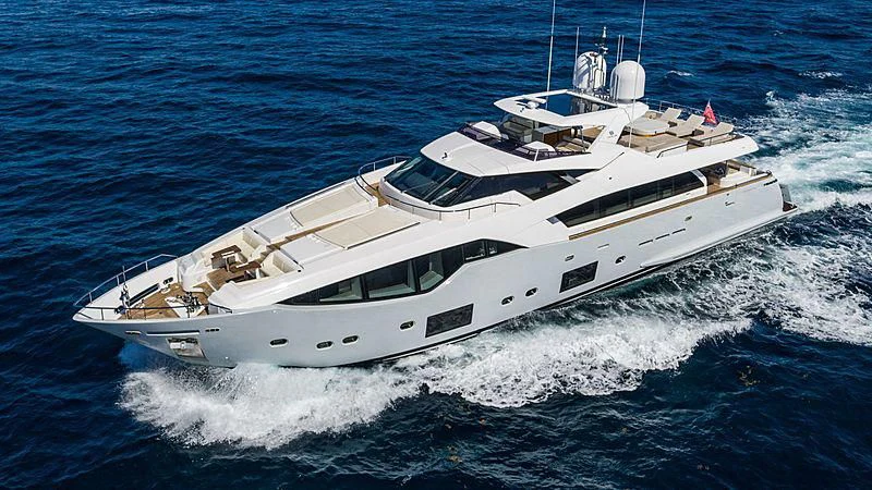 a white yacht on the water aboard SHELLS X Yacht for Sale