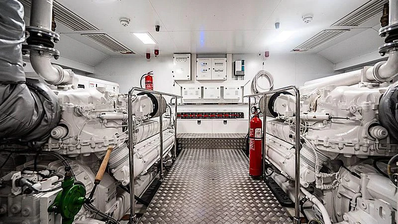 a room with machinery aboard SHELLS X Yacht for Sale