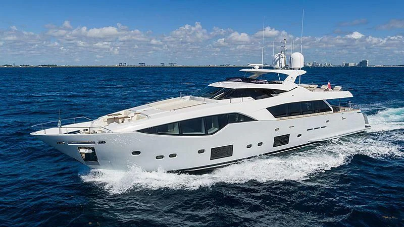 a white yacht on the water aboard SHELLS X Yacht for Sale