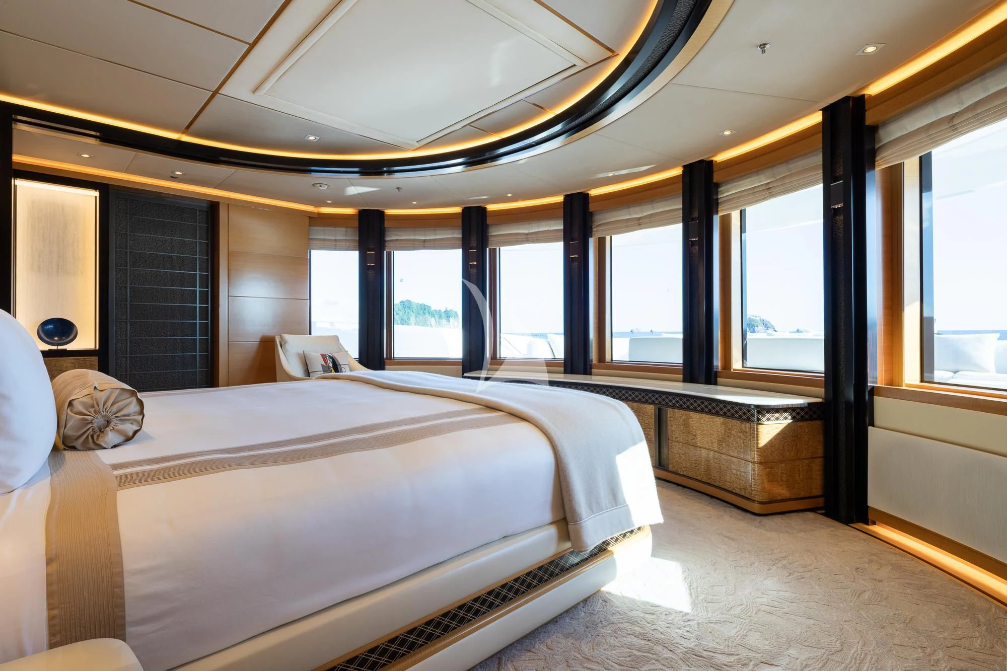 a room with two beds aboard FORMOSA Yacht for Sale