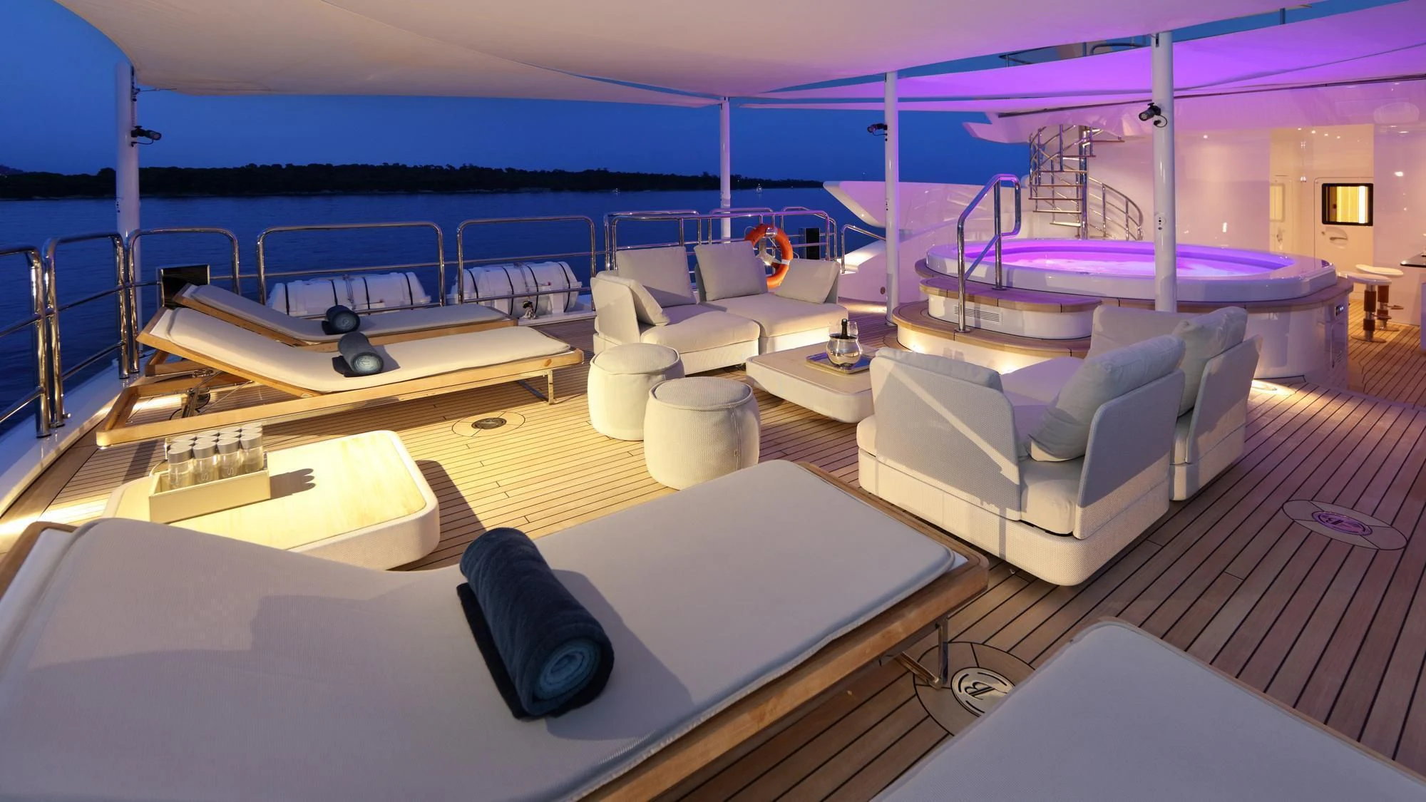 a room with a large pool aboard FORMOSA Yacht for Sale