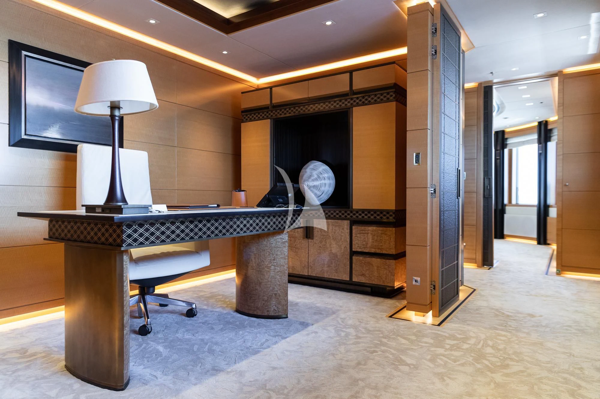 a pool table in a room aboard FORMOSA Yacht for Sale