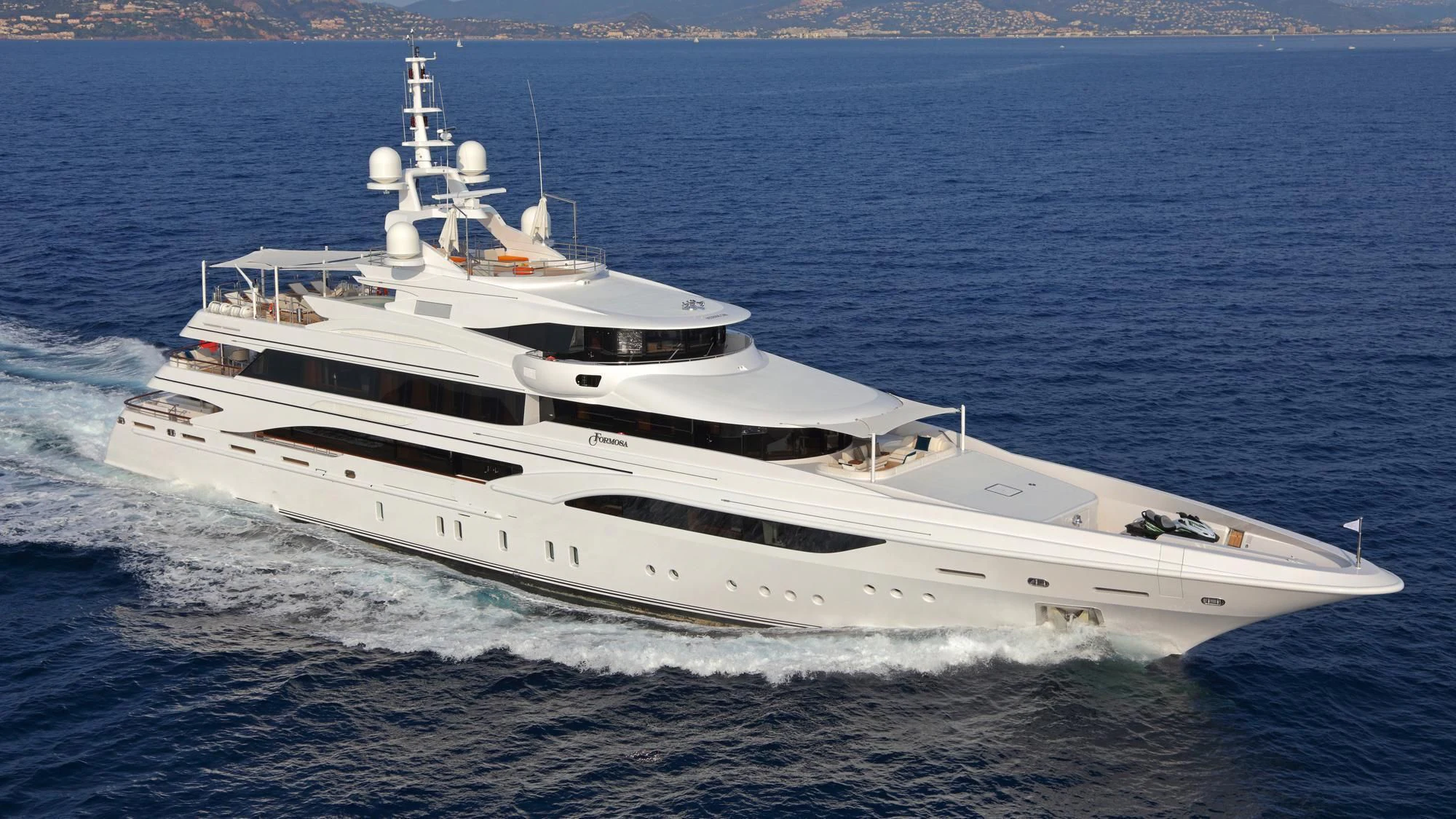 a large white yacht aboard FORMOSA Yacht for Sale