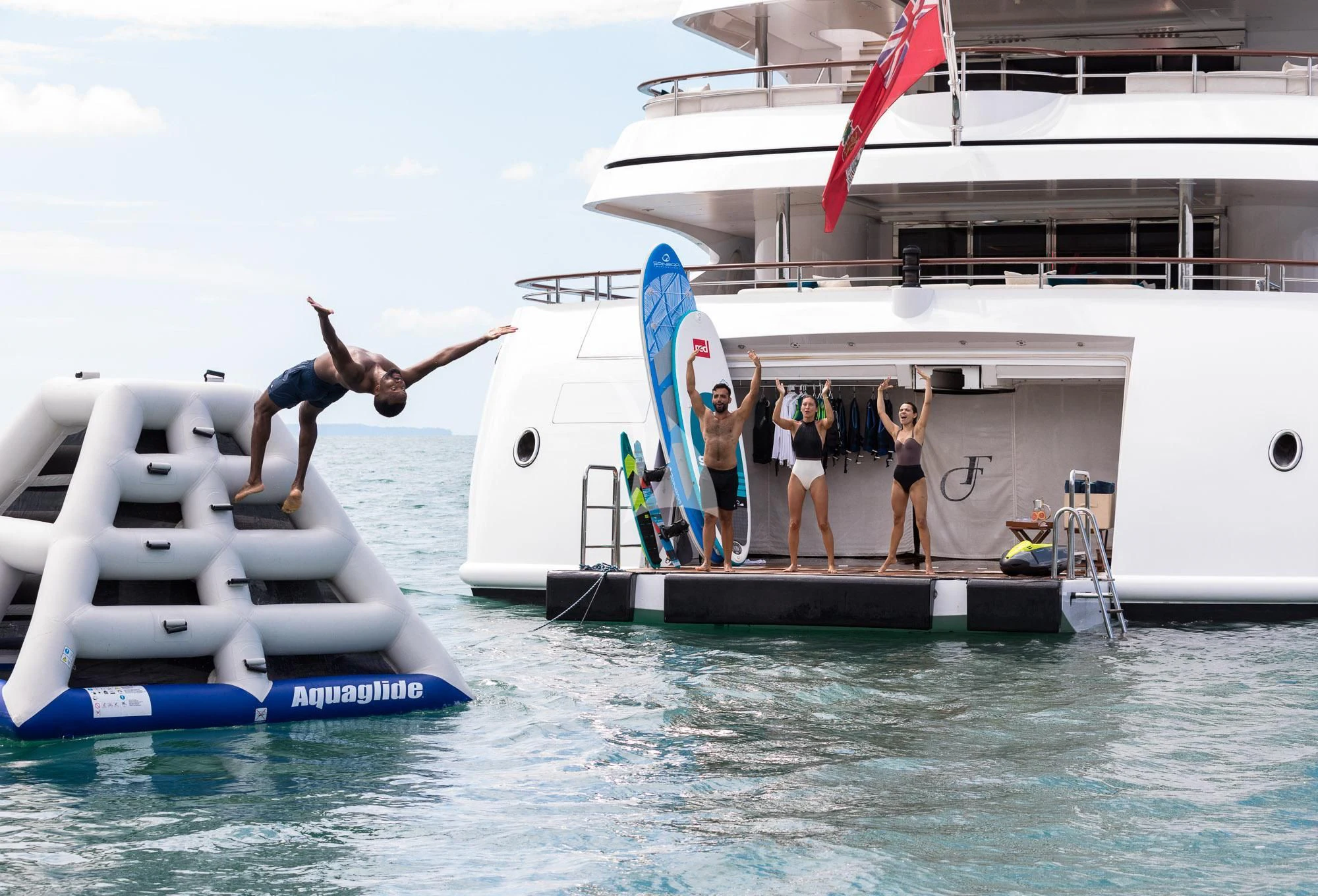 a group of people on a boat aboard FORMOSA Yacht for Sale
