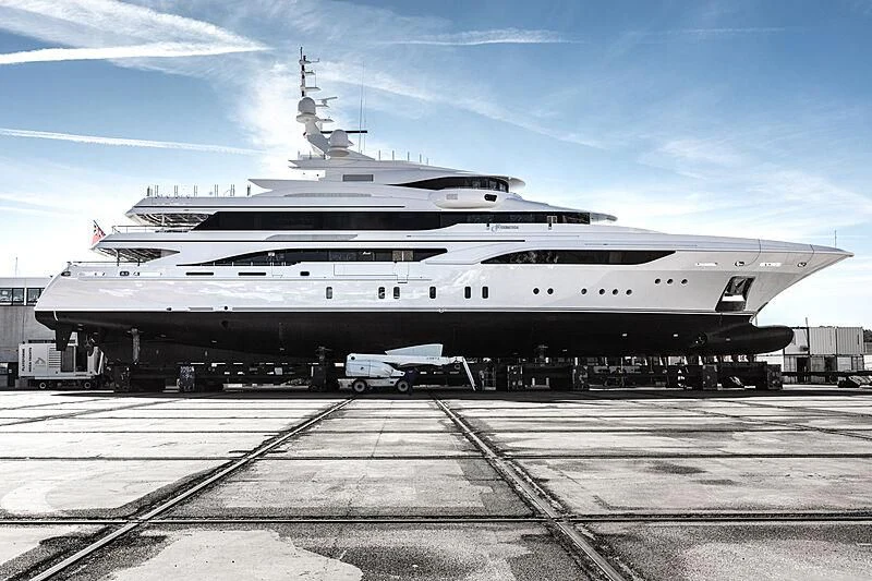 a large cruise ship docked aboard FORMOSA Yacht for Sale
