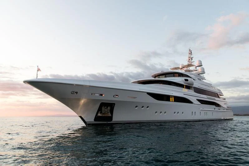 a large white yacht in the water aboard FORMOSA Yacht for Sale