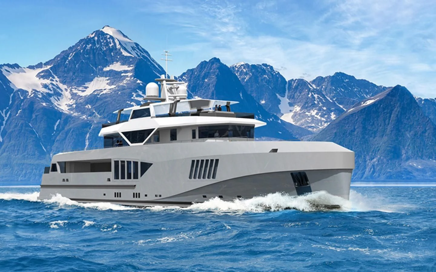 a boat moving through water aboard CAPE HAWK 690 Yacht for Sale