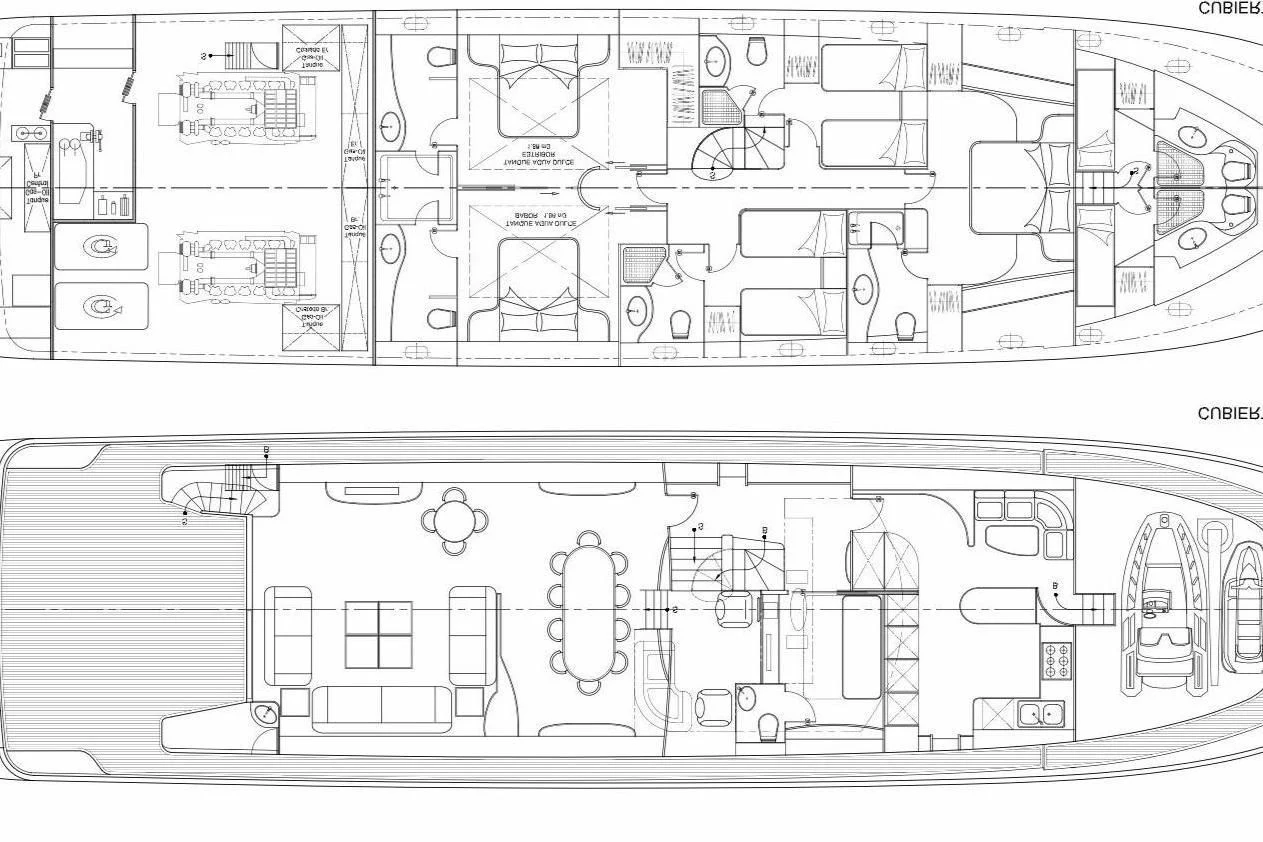 diagram, engineering drawing aboard B4 Yacht for Charter