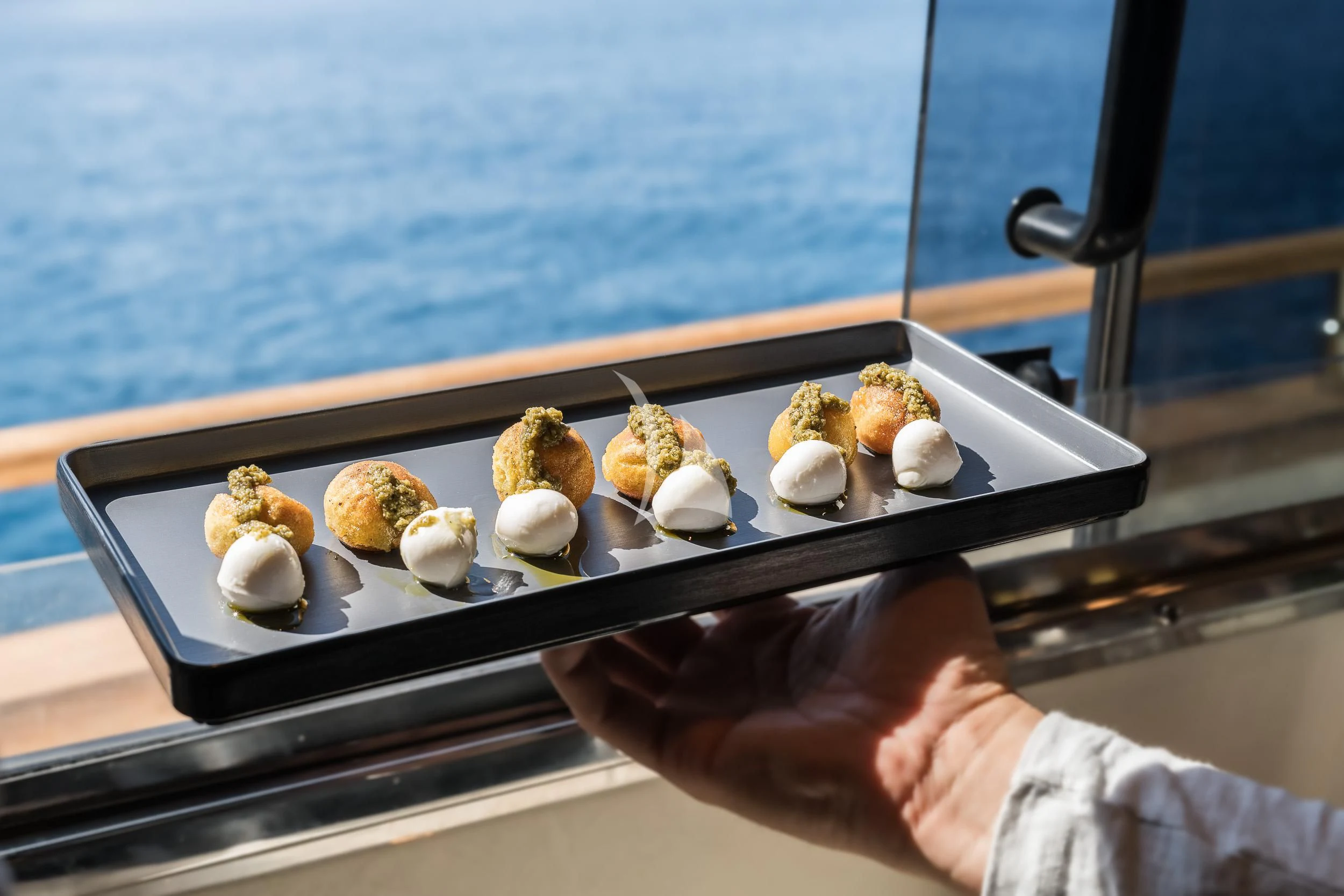 a tray of sushi aboard B4 Yacht for Charter