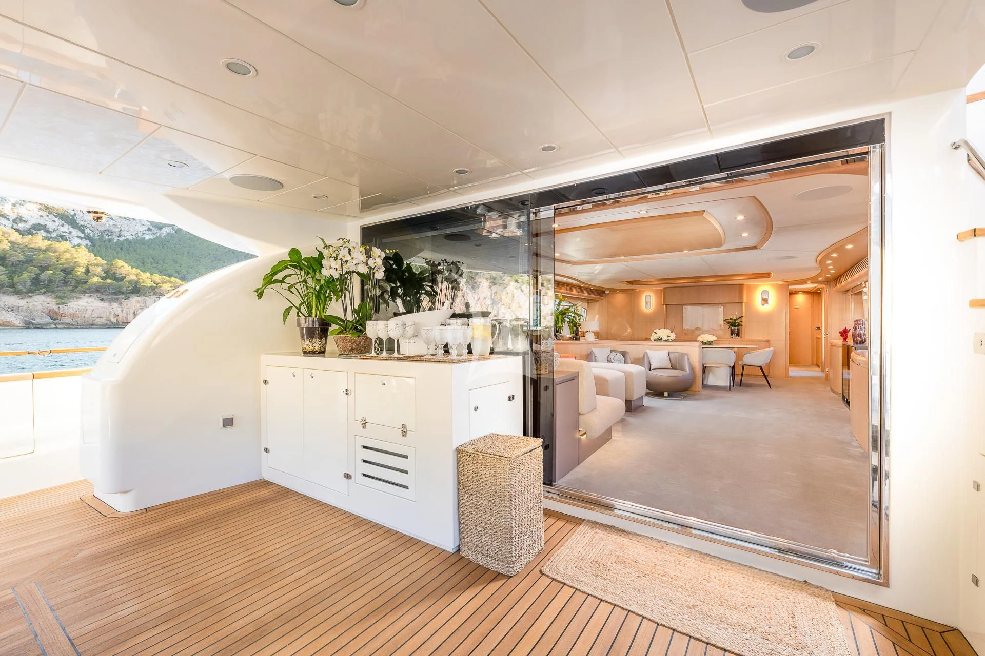 a large open house with a large open door aboard B4 Yacht for Charter