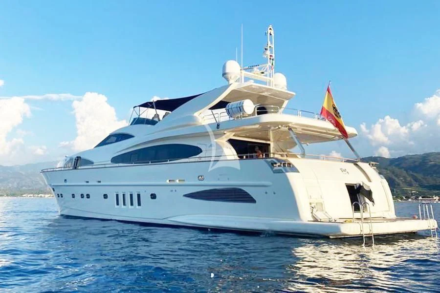 a white yacht on the water aboard B4 Yacht for Charter