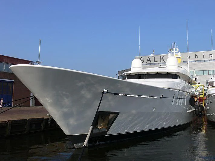 a boat docked at a pier aboard JAZ Yacht for Charter