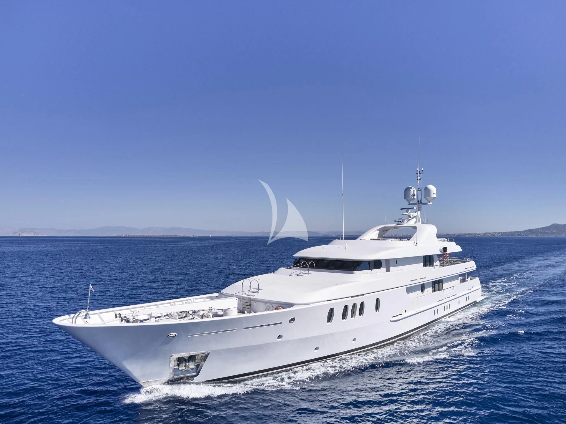 a white yacht in the water aboard JAZ Yacht for Charter