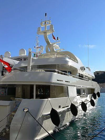 a large white boat aboard JAZ Yacht for Charter