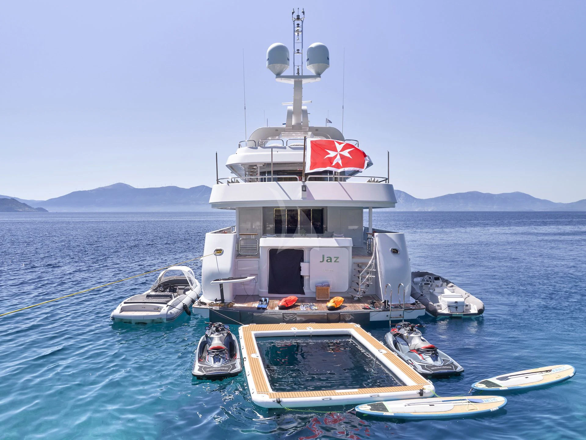 a boat in the water aboard JAZ Yacht for Charter