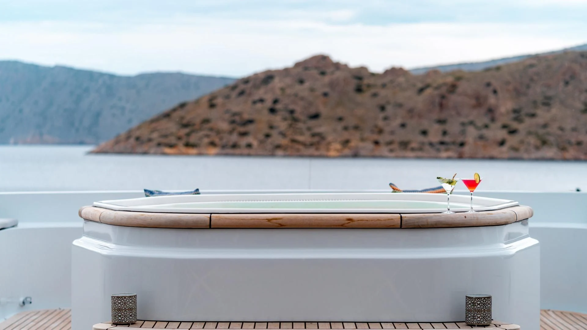 a white rectangular object with a flower on it aboard JAZ Yacht for Charter