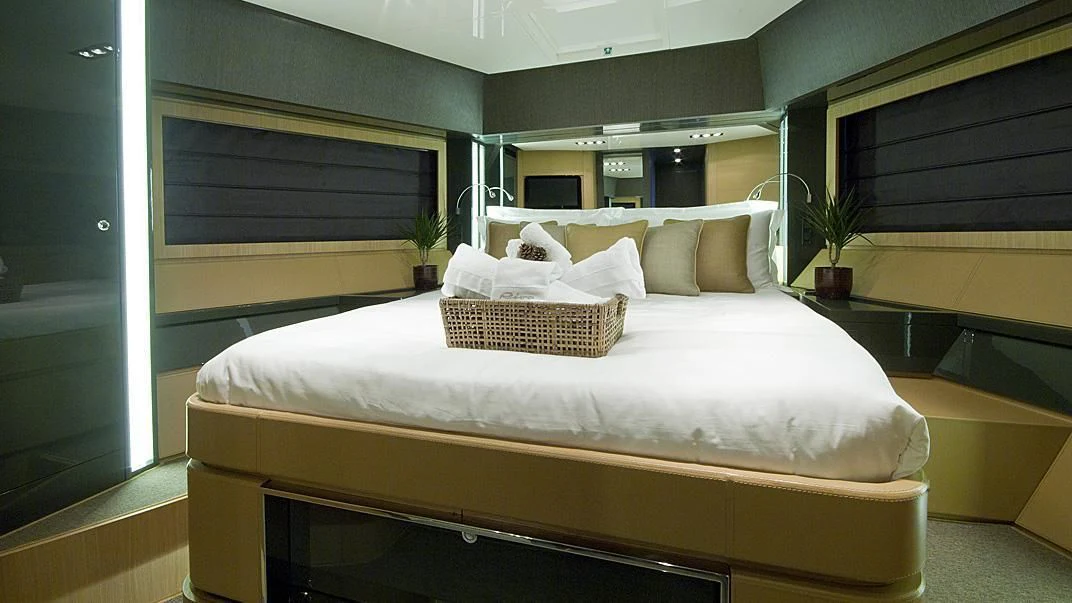 a bed in a room aboard WHATEVER Yacht for Sale