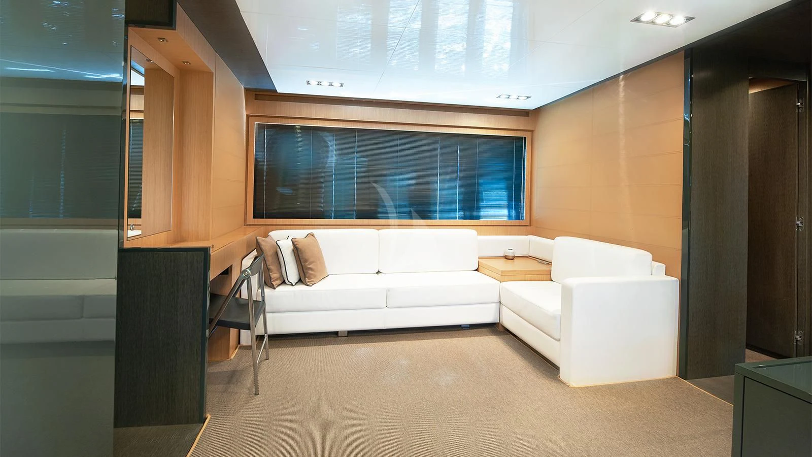 a room with a bed and a tv aboard WHATEVER Yacht for Sale