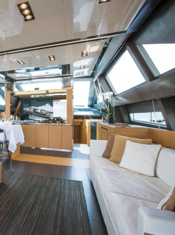 a room with a bed and a table aboard WHATEVER Yacht for Sale