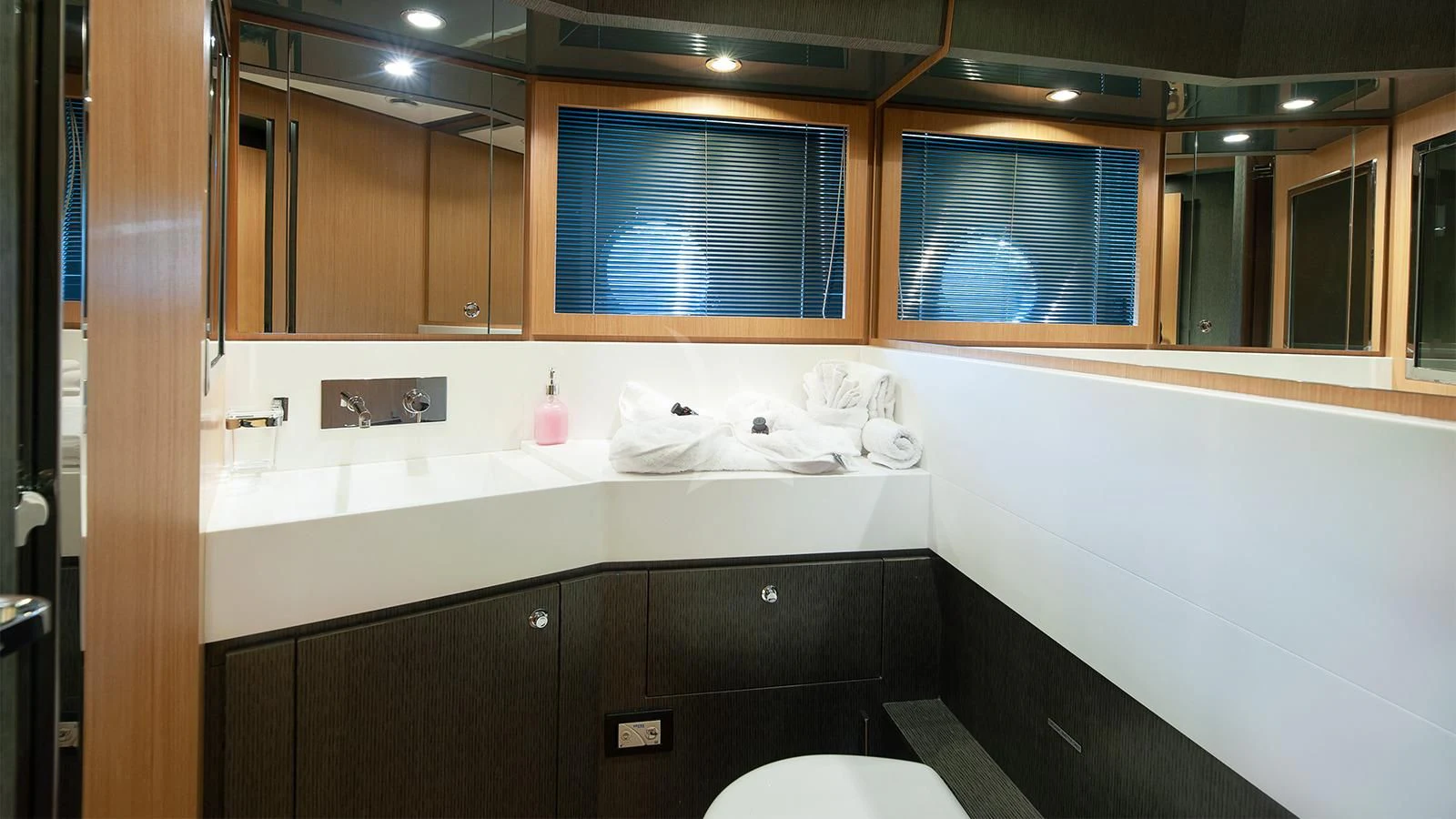 a bathroom with a large countertop aboard WHATEVER Yacht for Sale