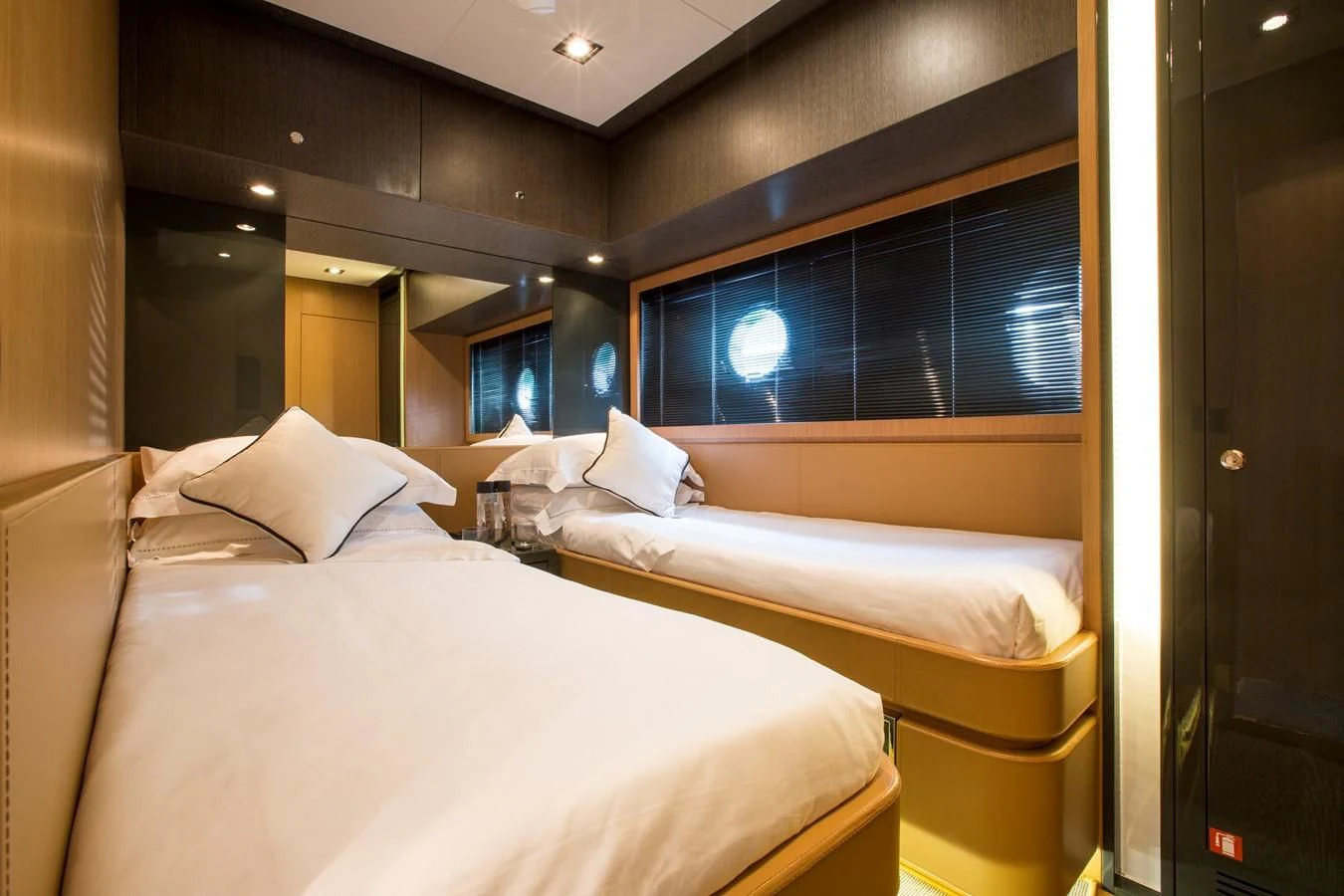 a room with two beds aboard WHATEVER Yacht for Sale