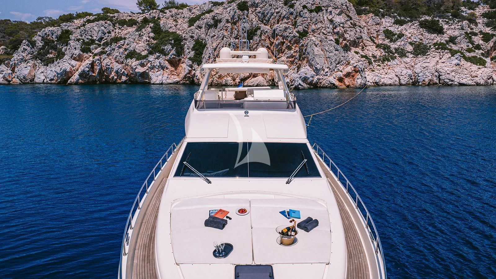 a boat on the water aboard MAYBE NOT Yacht for Sale