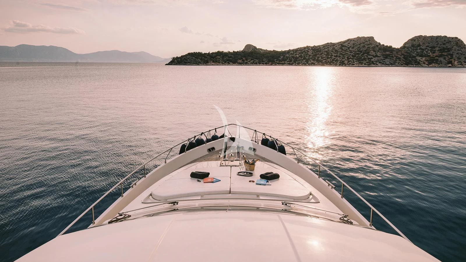 a boat on the water aboard MAYBE NOT Yacht for Sale
