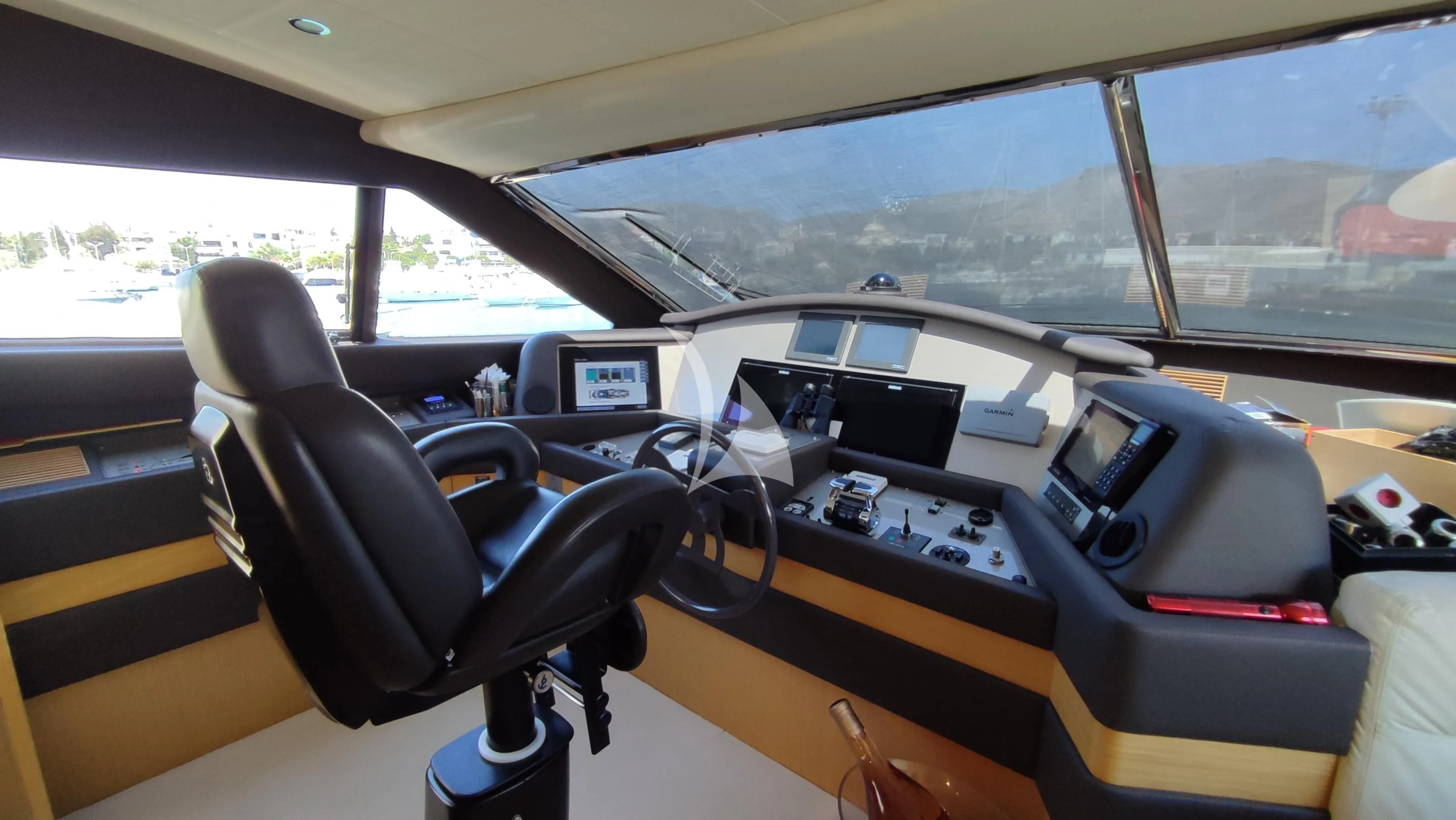 inside of a car aboard MAYBE NOT Yacht for Sale