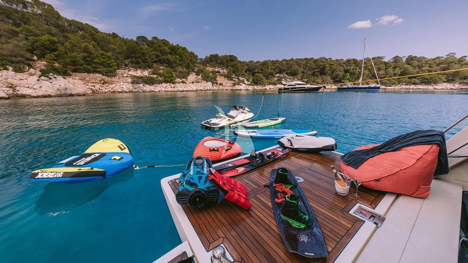 boats on the water aboard MAYBE NOT Yacht for Sale