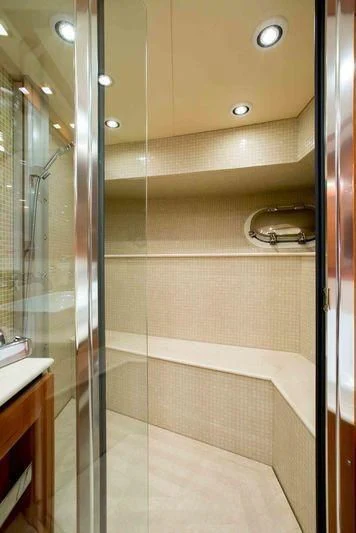 a shower unit in a bathroom aboard FRIVOLOUS Yacht for Sale