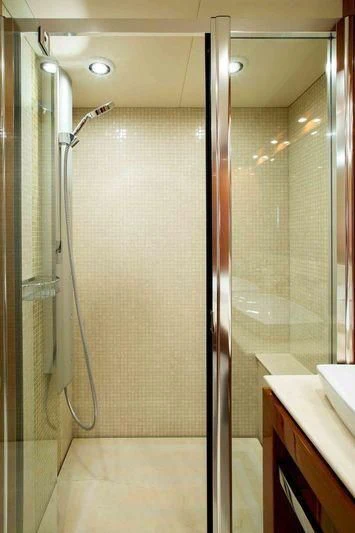 a shower unit in a bathroom aboard FRIVOLOUS Yacht for Sale
