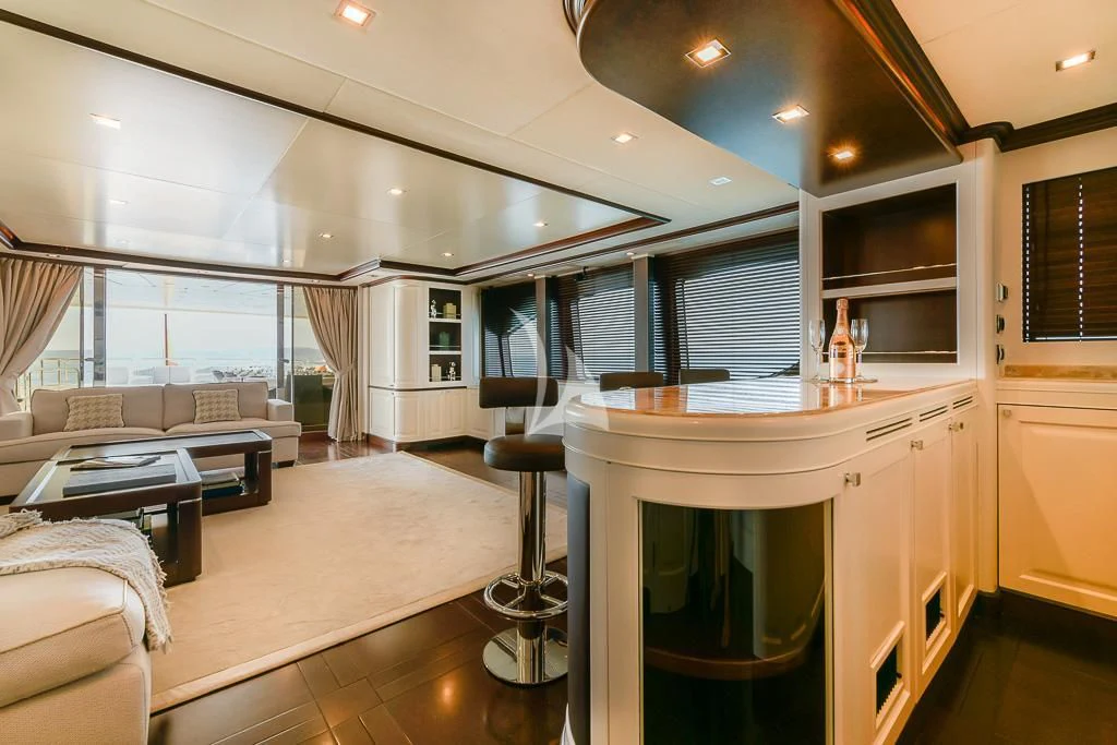 a large modern looking living room aboard ELENA NUEVE Yacht for Charter