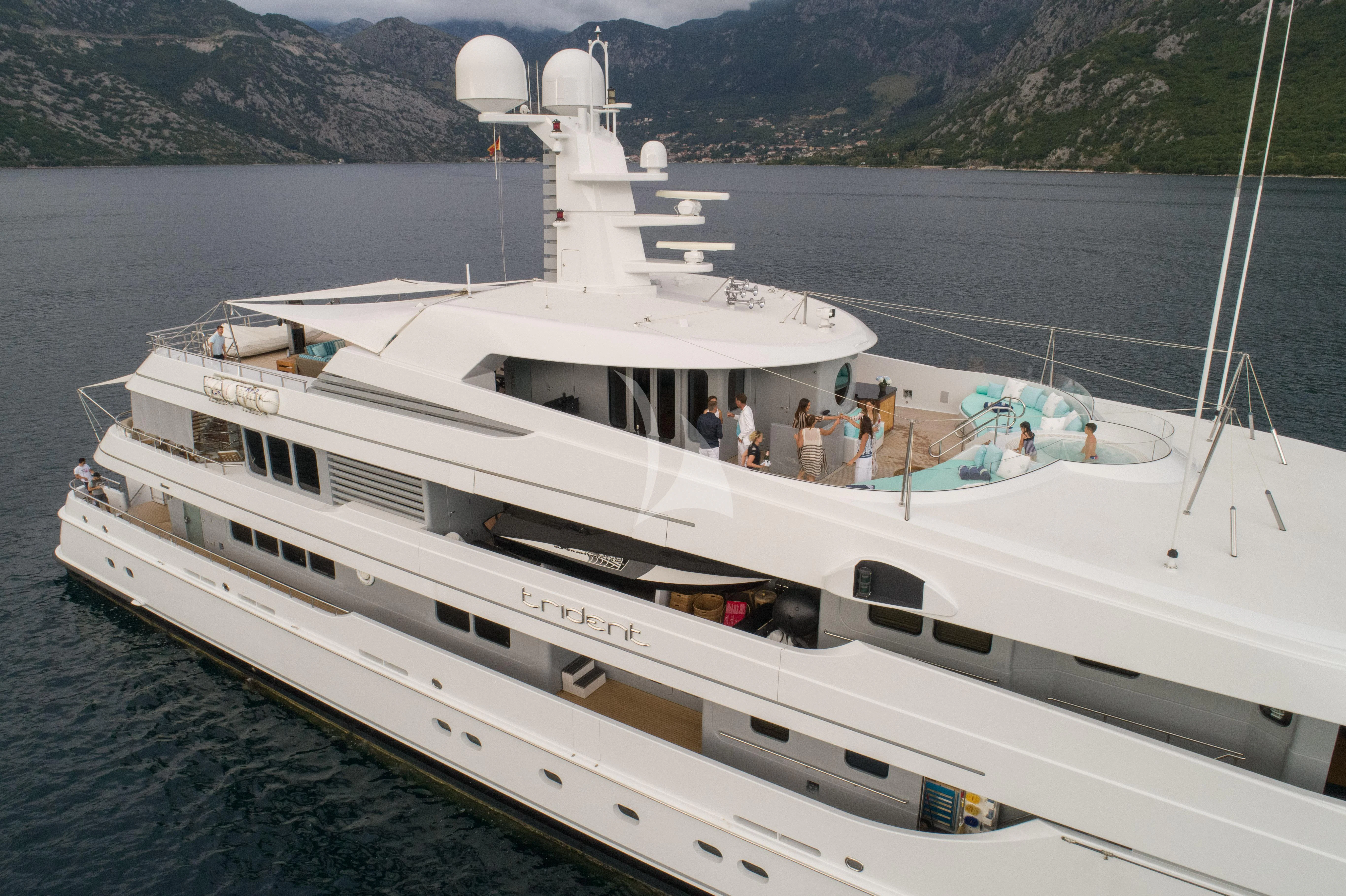 a boat on the water aboard TRIDENT Yacht for Charter