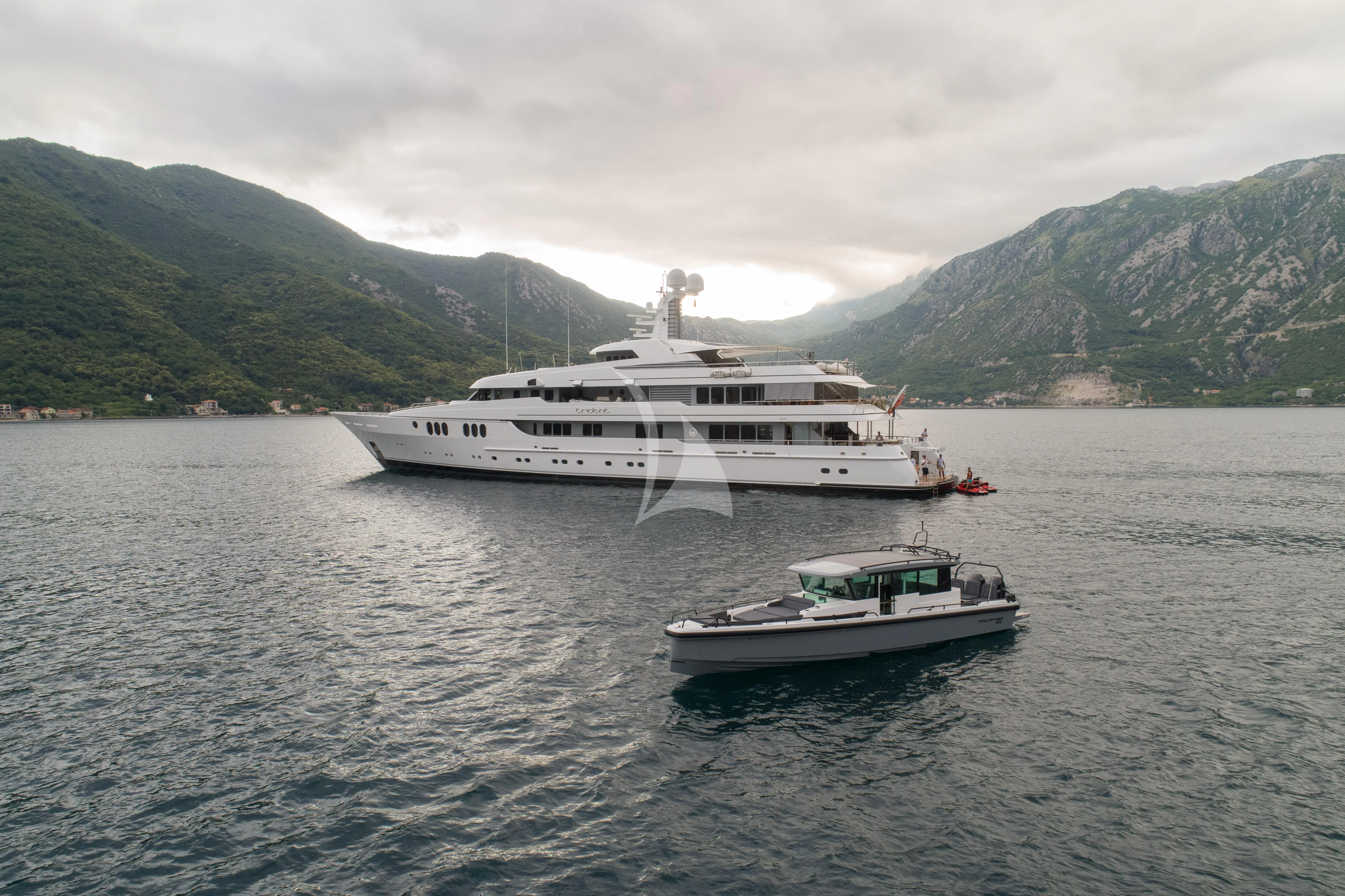 a boat on the water aboard TRIDENT Yacht for Charter