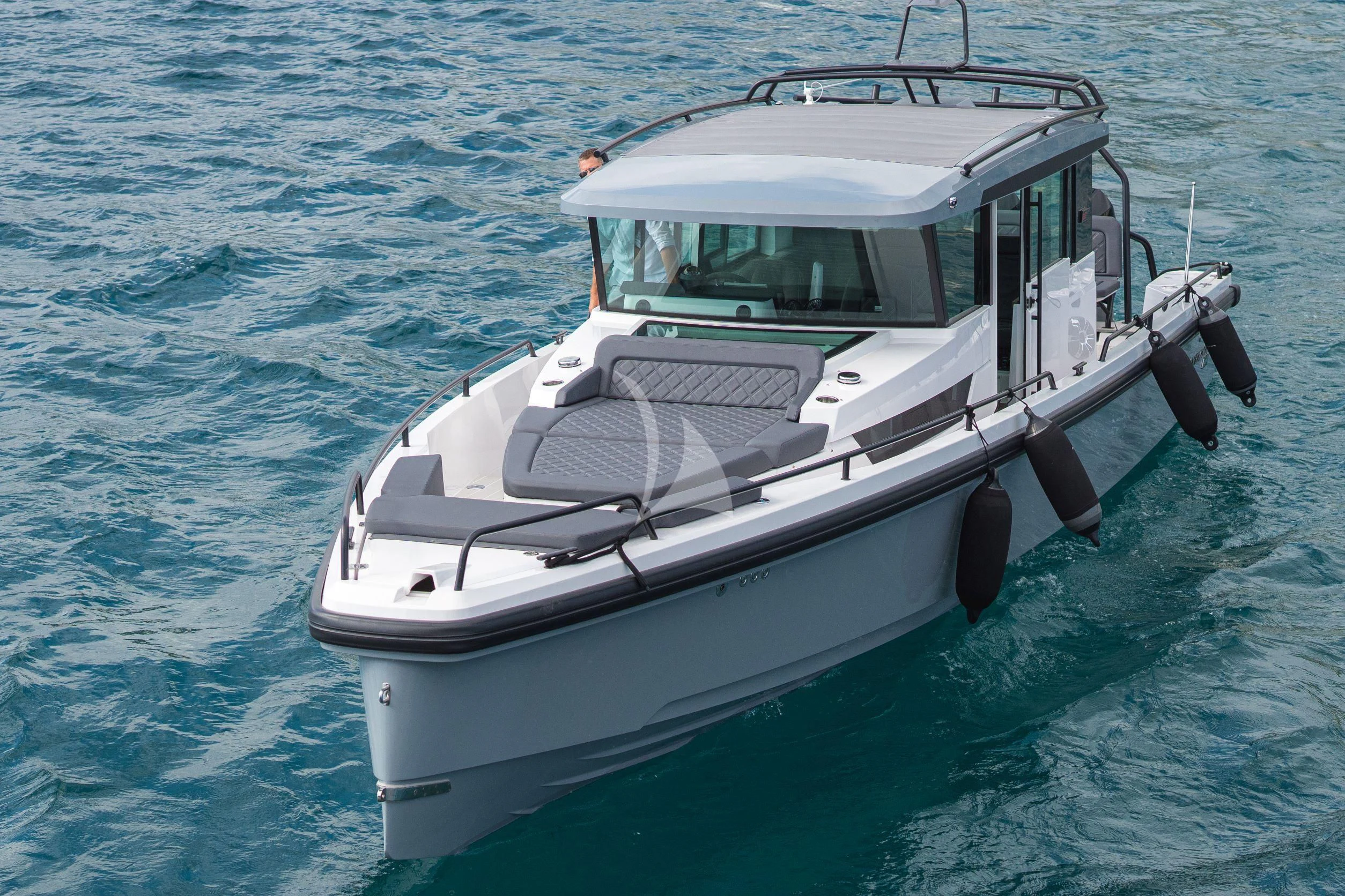 a boat in the water aboard TRIDENT Yacht for Charter