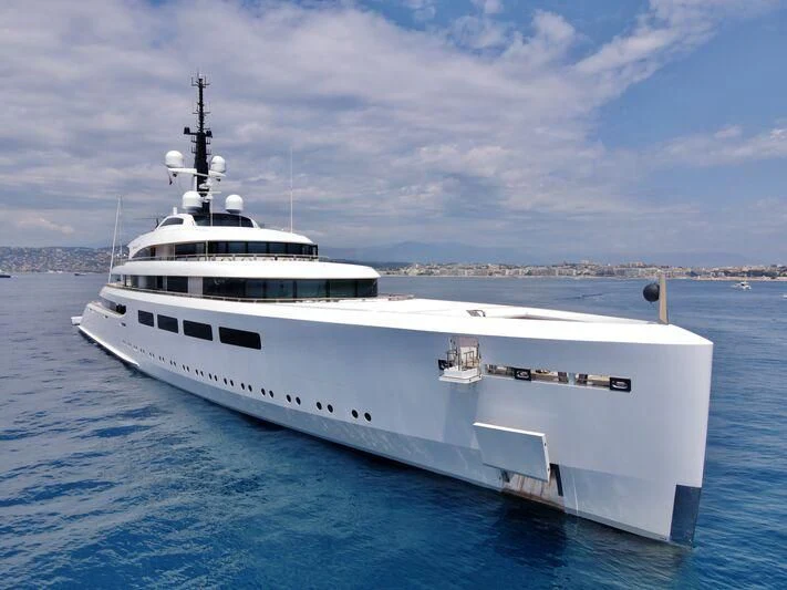 a white yacht in the water aboard VAVA II Yacht for Sale
