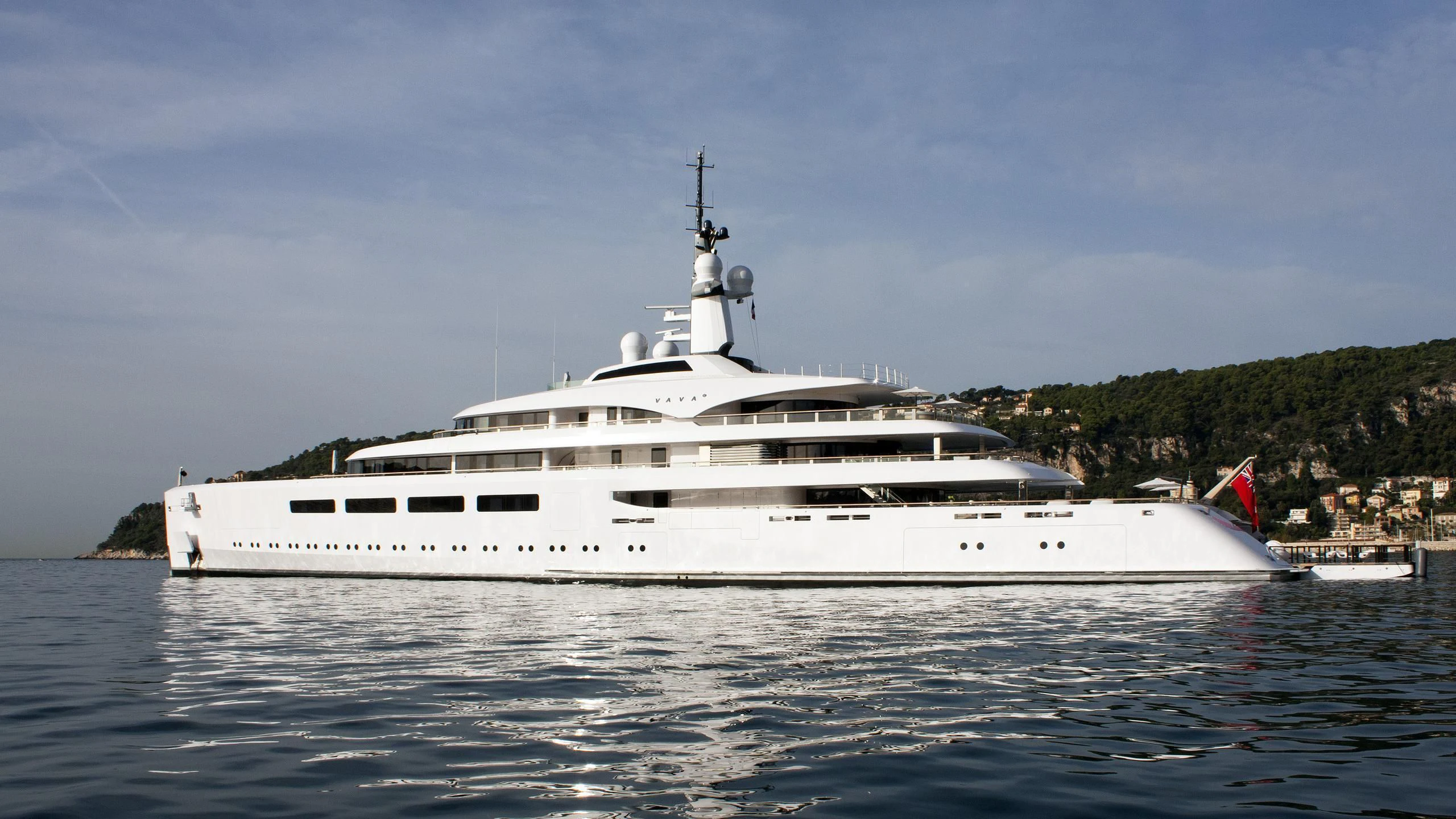 a white yacht on the water aboard VAVA II Yacht for Sale