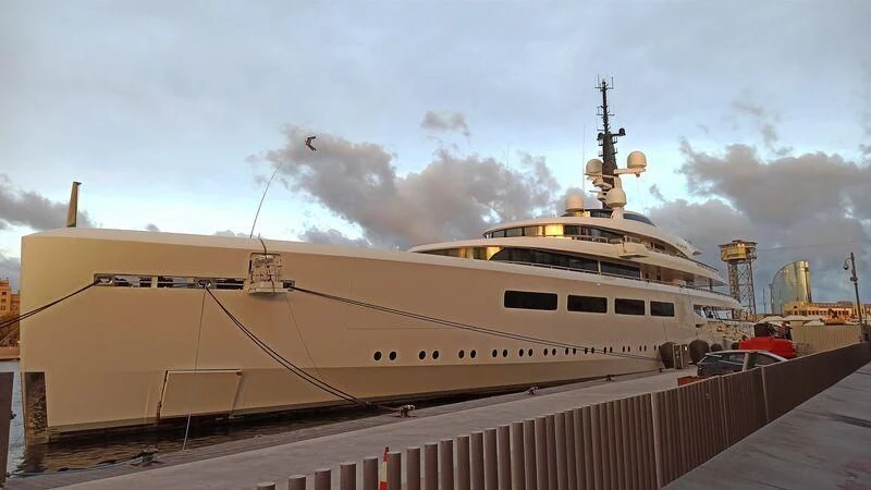 a large white ship with smoke coming out of it aboard VAVA II Yacht for Sale