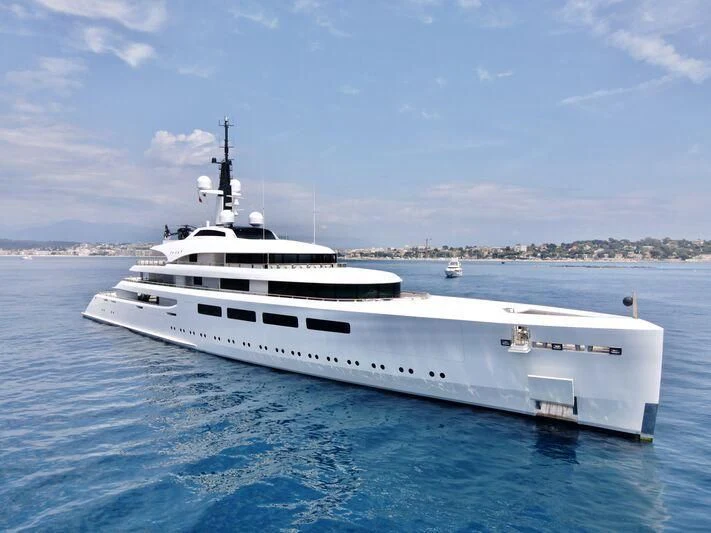 a white yacht in the water aboard VAVA II Yacht for Sale