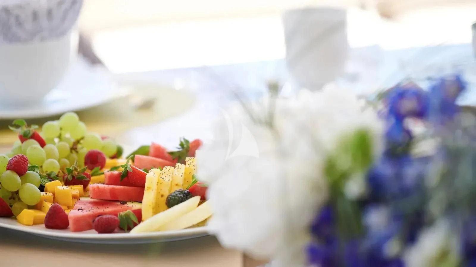 a plate of food aboard PROMETHEUS I Yacht for Charter