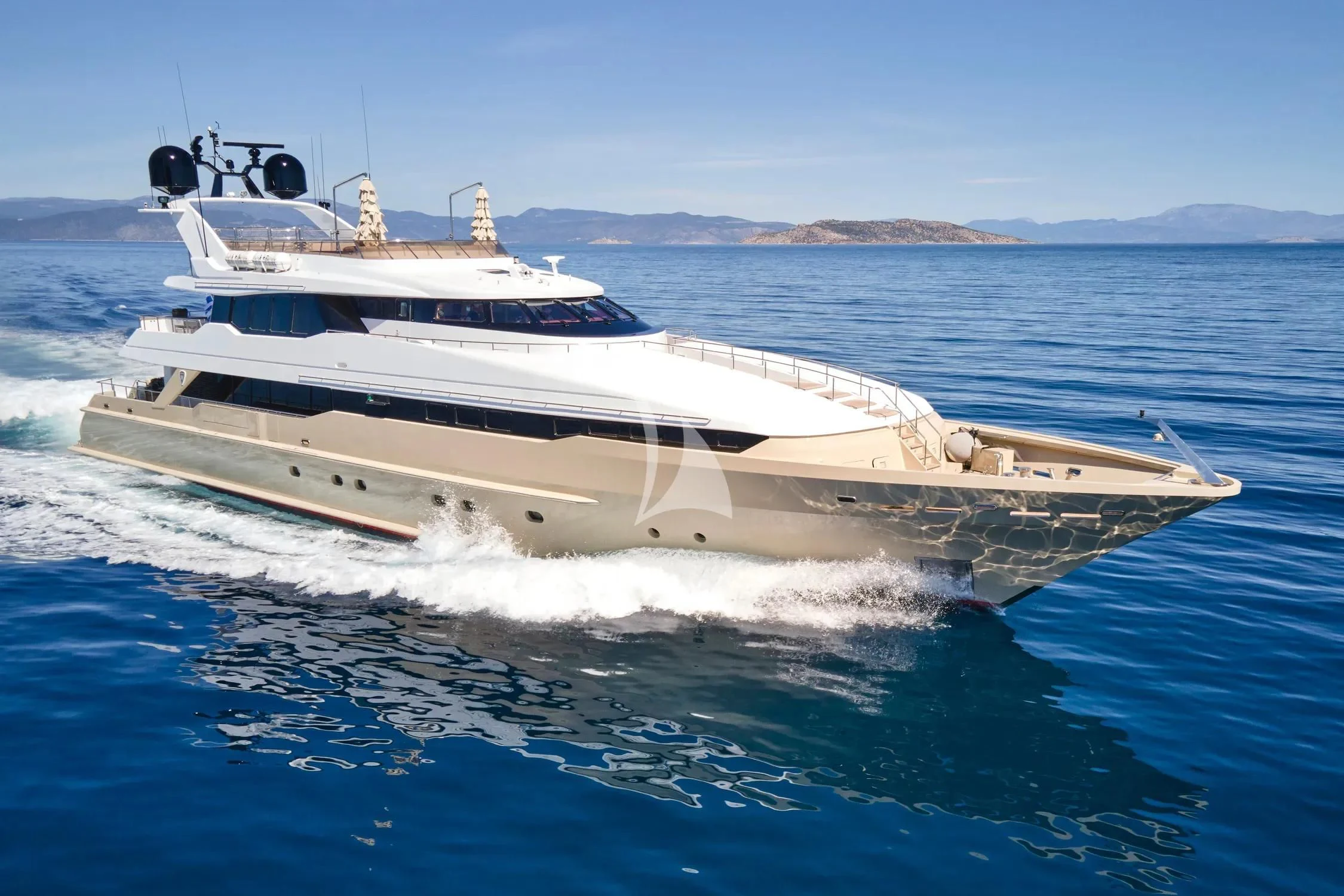 a boat on the water aboard PROMETHEUS I Yacht for Charter