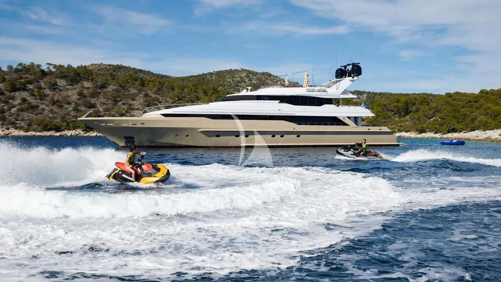 a boat on the water aboard PROMETHEUS I Yacht for Charter